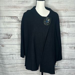 NWT Black Wool Shawl with Exquisite design in XL